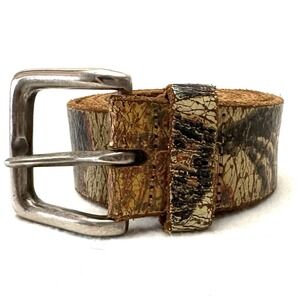 Vintage Distressed Genuine Leather Belt Sz 40 Skull Cross Bones Pirate‎